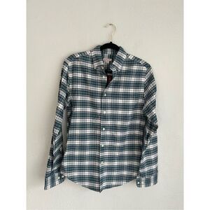 Merona Man Green/ White 100% Cotton Button Down Shirt  Size Small